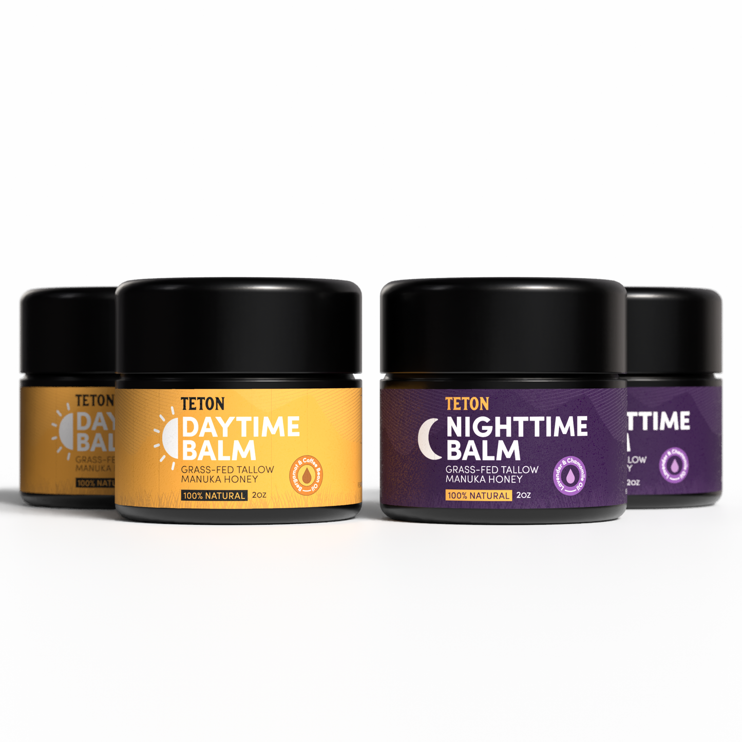 Teton Grass-Fed Tallow Day & Night Balms β Moisturizing Face Bundle with Manuka Honey, Bergamot, Coffee, Lavender & Chamomile (2 x 50ml)