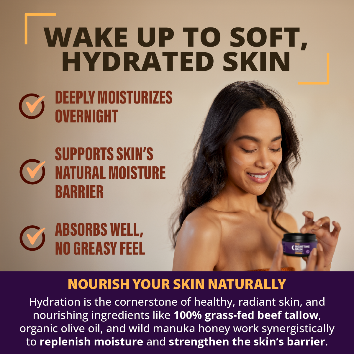 Teton Grass-Fed Tallow Night Cream – Hydrating Overnight Moisturizer with Chamomile & Lavender (50ml)