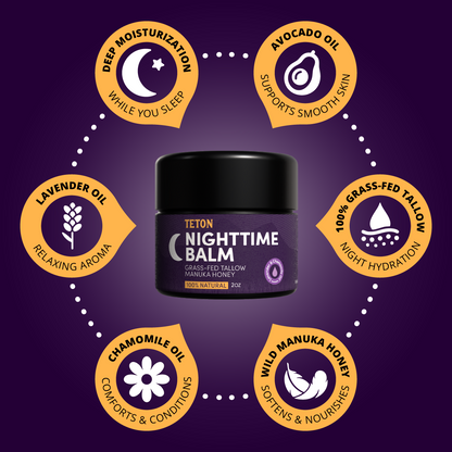 Teton Grass-Fed Tallow Day & Night Balms – Moisturizing Face Bundle with Manuka Honey, Bergamot, Coffee, Lavender & Chamomile (2 x 50ml)