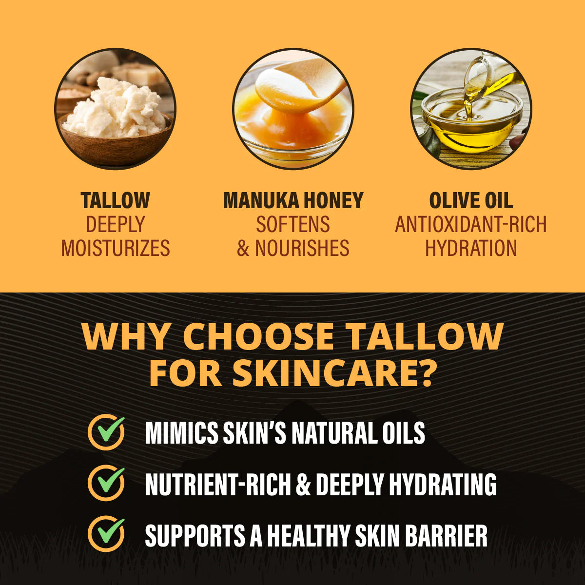 Teton Grass-Fed Tallow Balm Trio – Original, Day & Night Face Balms with Manuka Honey, Coffee, Lavender & Chamomile