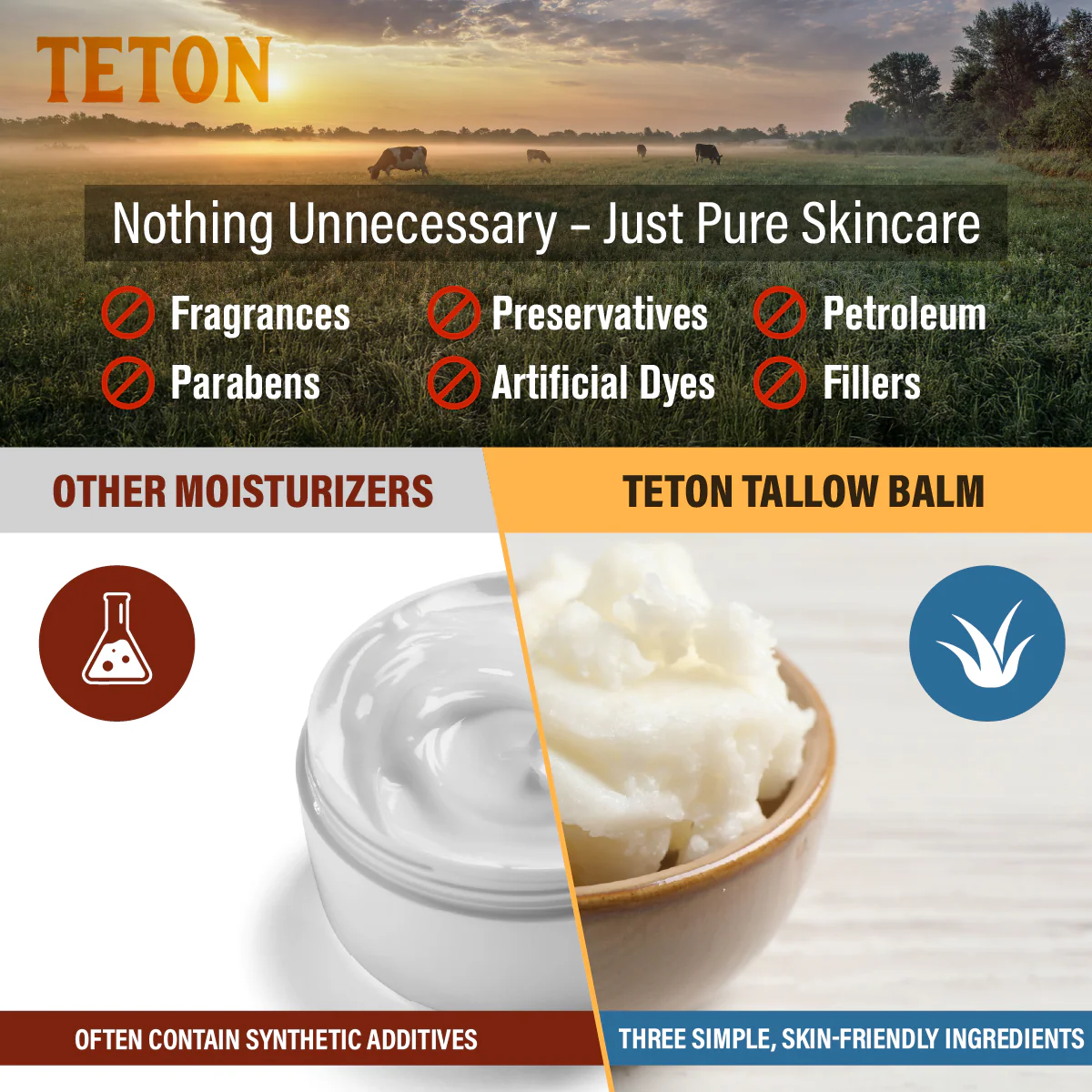 Teton Grass-Fed Tallow Balm Trio – Original, Day & Night Face Balms with Manuka Honey, Coffee, Lavender & Chamomile