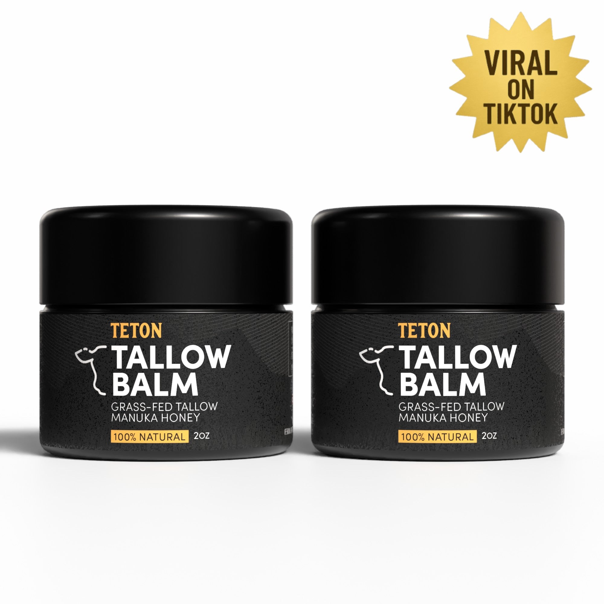 TETON Grass-Fed Tallow Balm - Deeply Restores Dry Skin - Olive Oil & Manuka Honey (50ml)