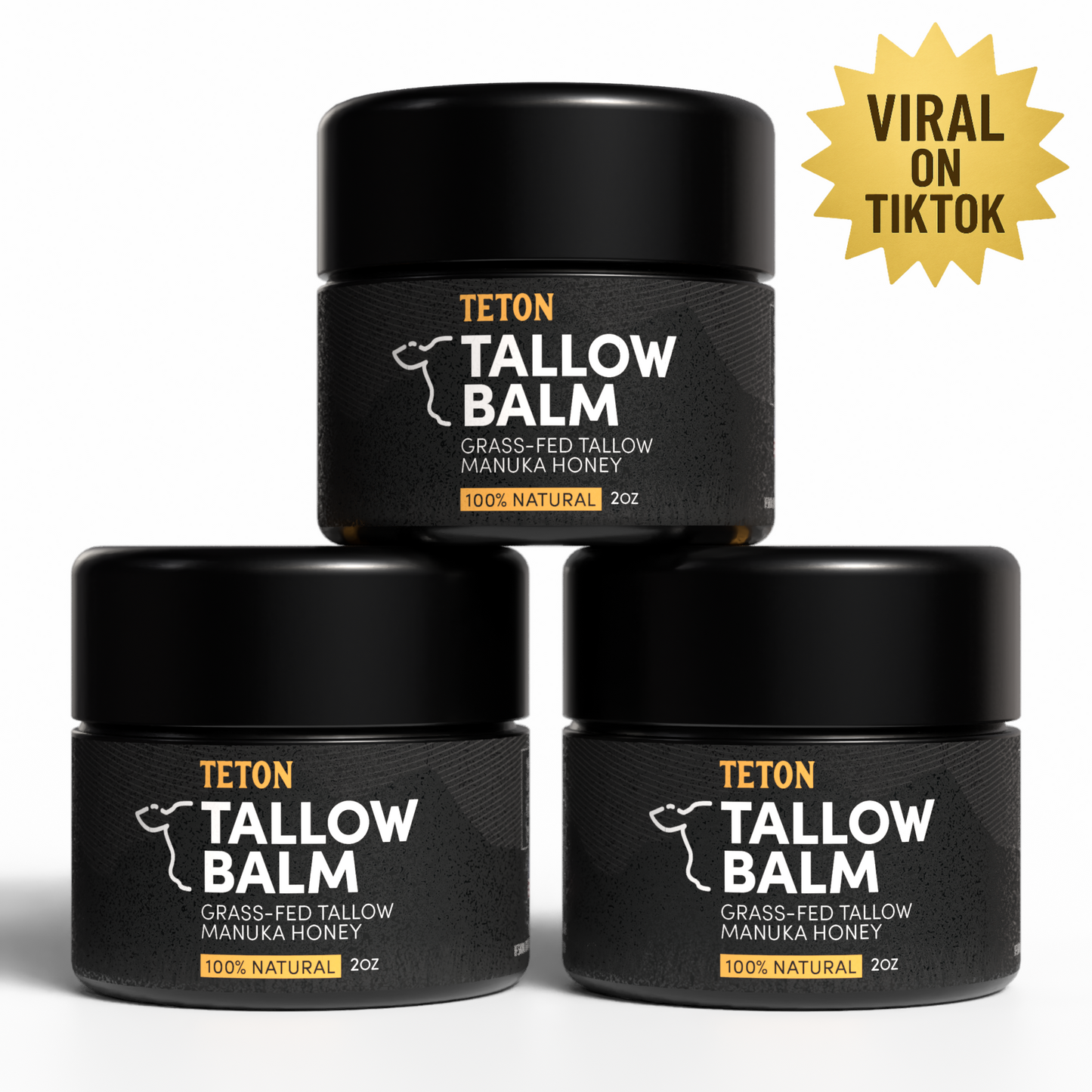 TETON Grass-Fed Tallow Balm - Deeply Restores Dry Skin - Olive Oil & Manuka Honey (50ml)