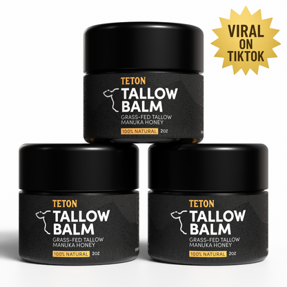 TETON Grass-Fed Tallow Balm - Deeply Restores Dry Skin - Olive Oil & Manuka Honey (50ml)