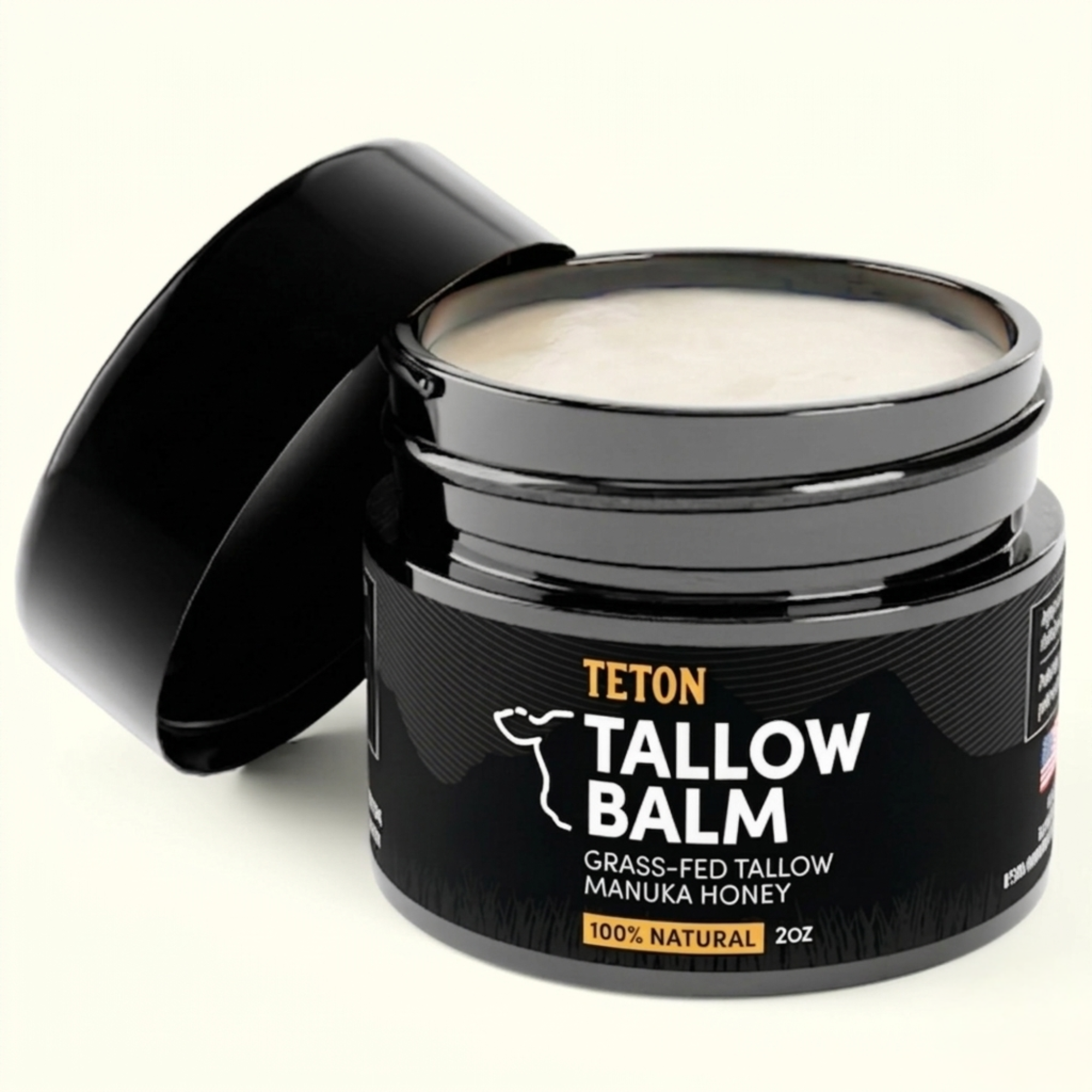 Teton Grass-Fed Tallow Balm - Deeply Restores Dry Skin - Olive Oil & Manuka Honey (50ml)